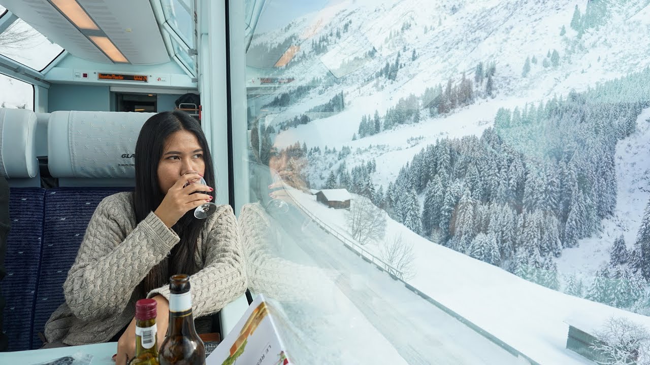 Glacier Express in Winter Snow: From Zermatt to St Moritz (Interrail/Eurail)
