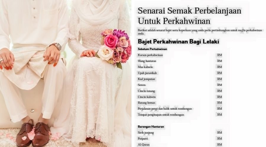 Checklist Bajet Kahwin Untuk Bakal Pengantin Lelaki &#038; Perempuan