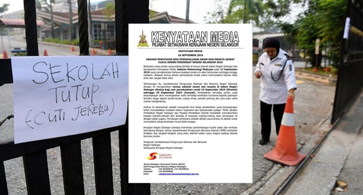 Angkara Jerebu, Semua Sekolah Di Selangor Di Tutup Sehingga Jumaat Ini