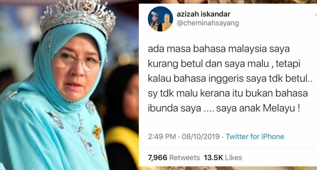 &#8220;Ada Masa Bahasa Melayu Saya Kurang Betul Dan Saya Malu&#8221;, Ciapan Permaisuri Agong Buat Netizen Berfikir Sejenak