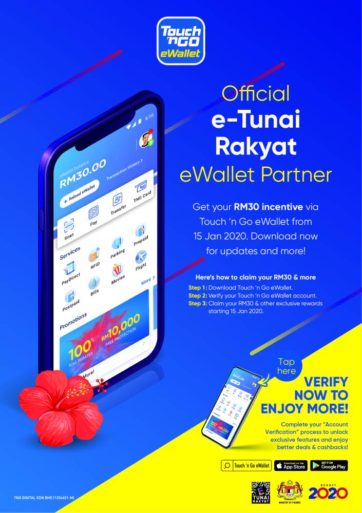 Touch n Go eWallet Lancar Kempen e-Tunai Rakyat, Korang Bakal Terima RM30 Bermula 15 Januari Depan