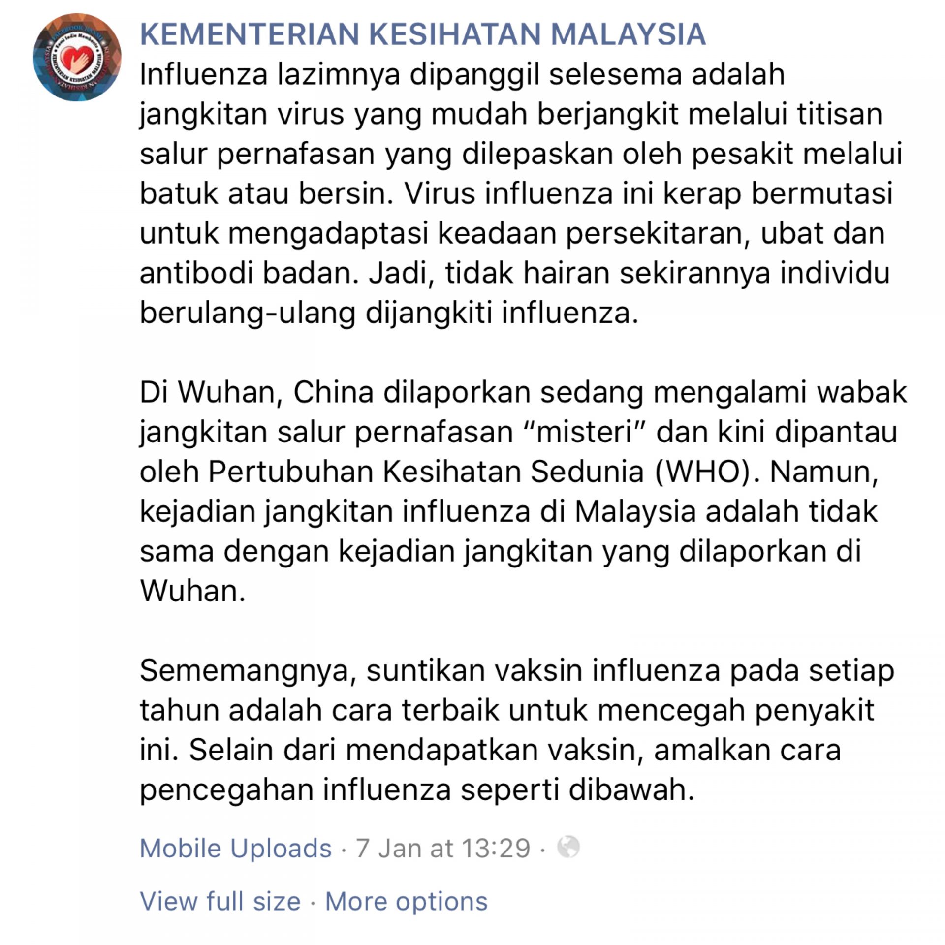 Terlalu Ramai Pesakit Influenza A Hingga Hospital Di Selangor Kini Sukar Tampung, Ini Simptomnya