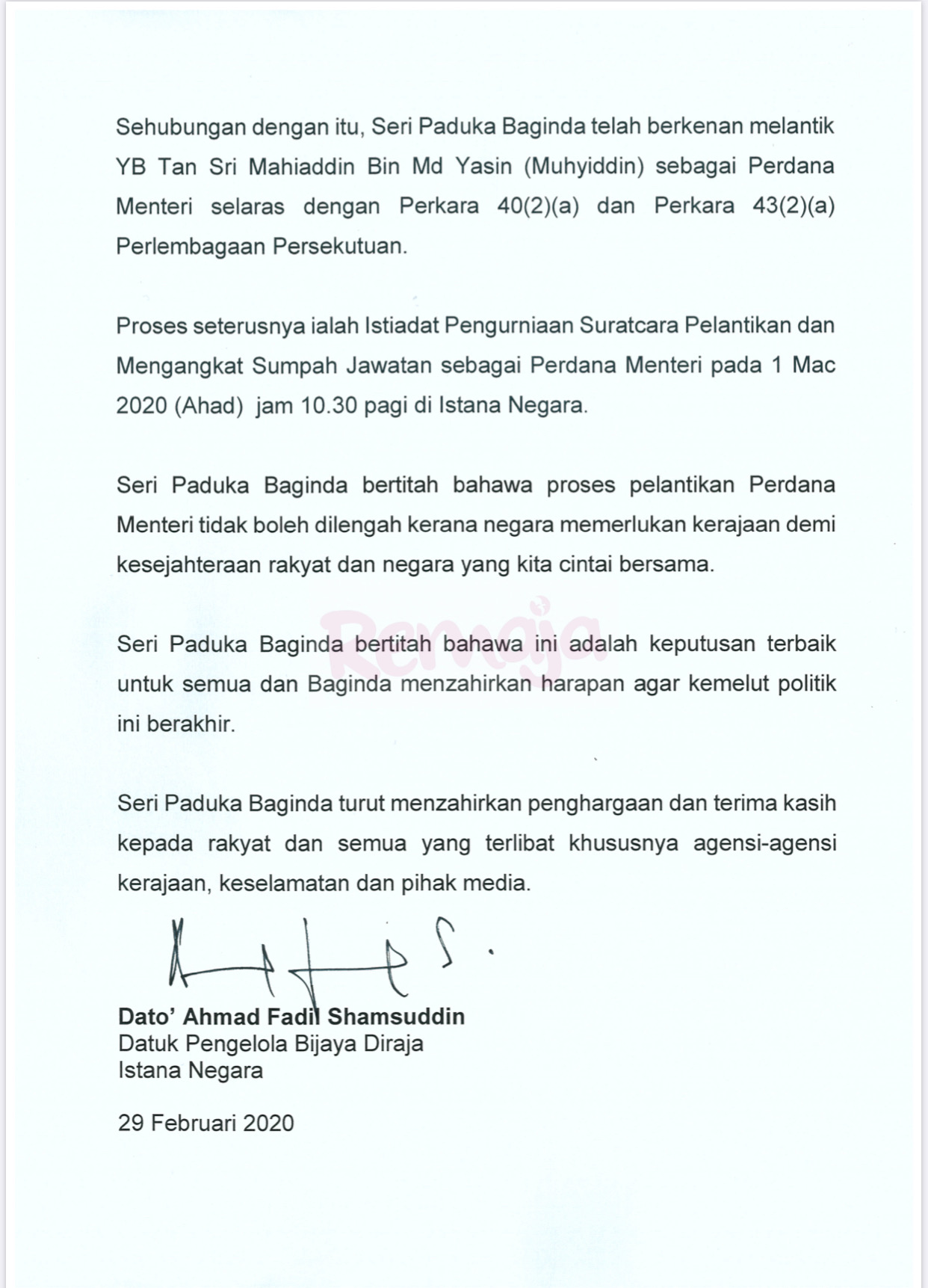 Ucapkan Hello Kepada PM Malaysia Ke-8, Tan Sri Muhyiddin Yassin