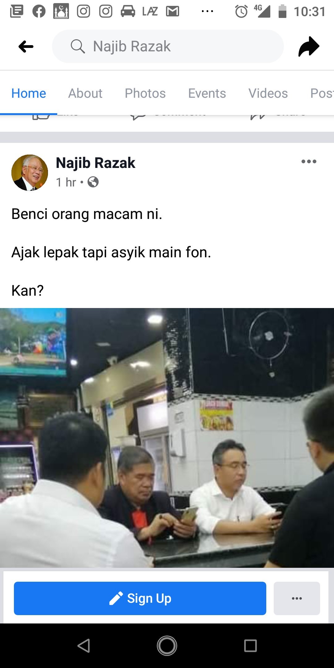DS Najib Troll Bekas Menteri, Siap Karaoke  Di FB Kala Politik Negara  Tengah “Panas”