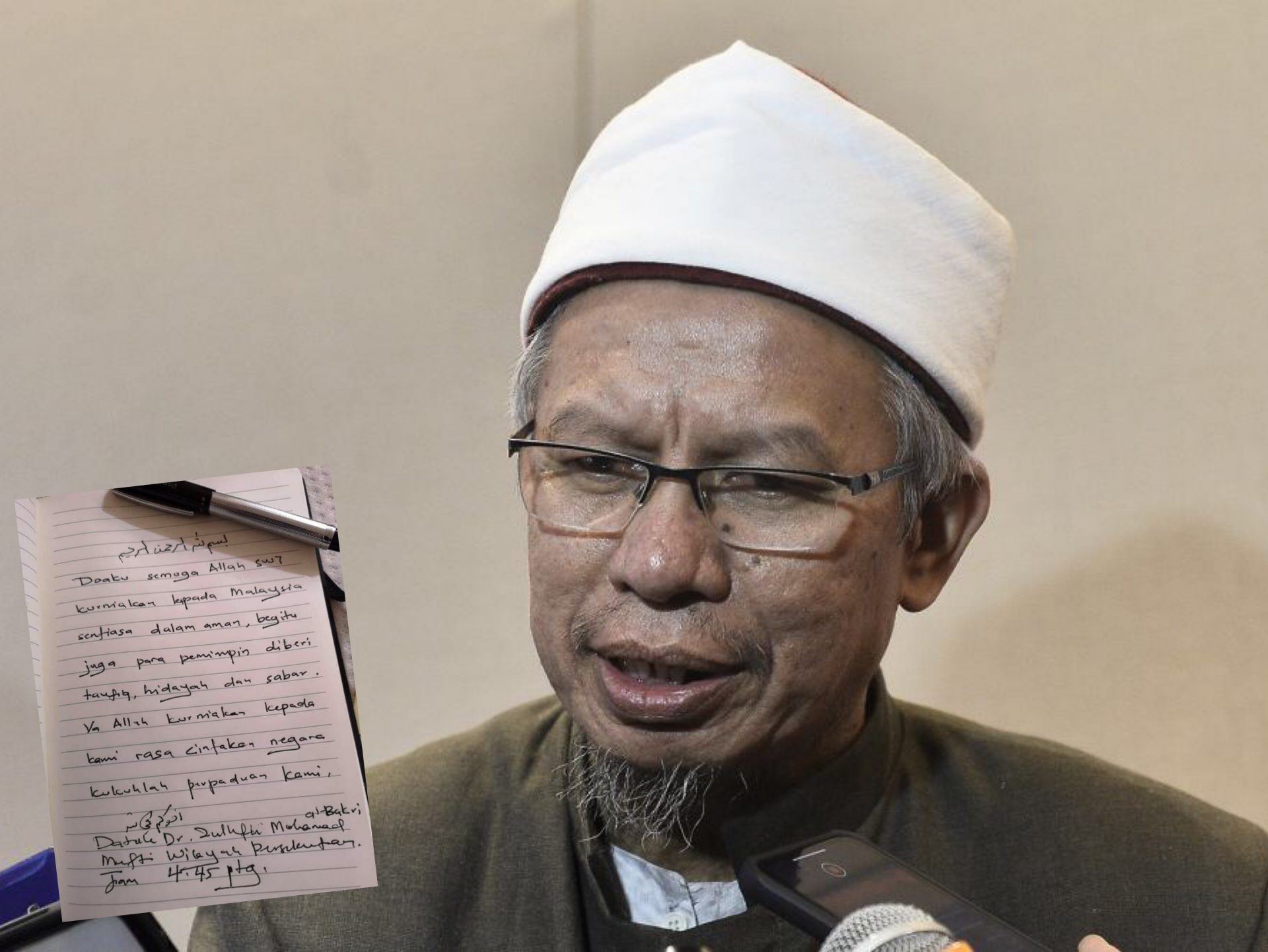 Spekulasi Bertebaran, Mufti Wilayah Ajak Kita Doakan Yang Terbaik Demi Negara