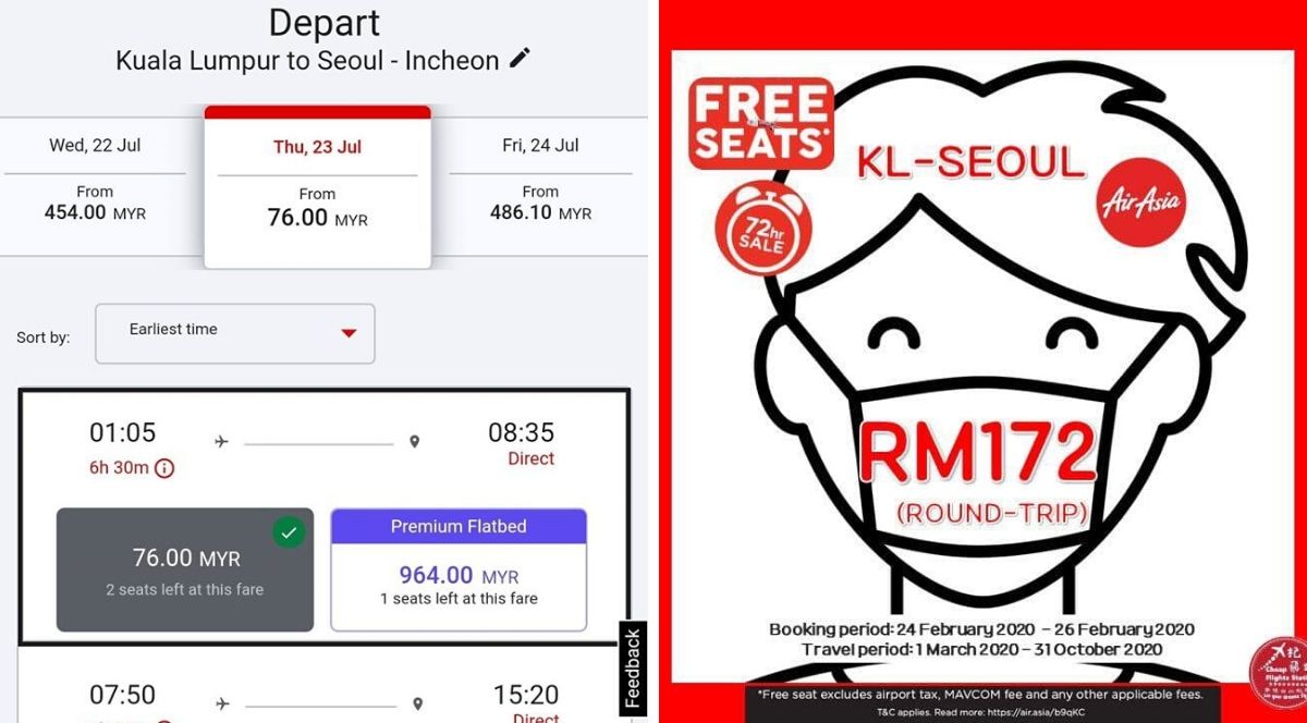 AirAsia Tawar Tiket Penerbangan Ke Korea Serendah RM76, Biar Betul?
