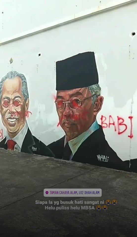 Perbuatan Biadap! Tak Sampai Sebulan Lukisan Mural Paparkan Wajah Pemimpin Negara Sudah Diconteng