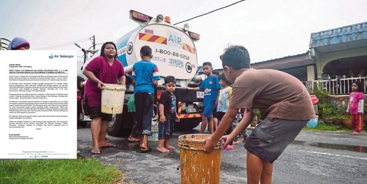 1292 Kawasan Di KL & Selangor Tiada Air, Susulan Pencemaran Berlaku Di Sungai Selangor Hari Ini