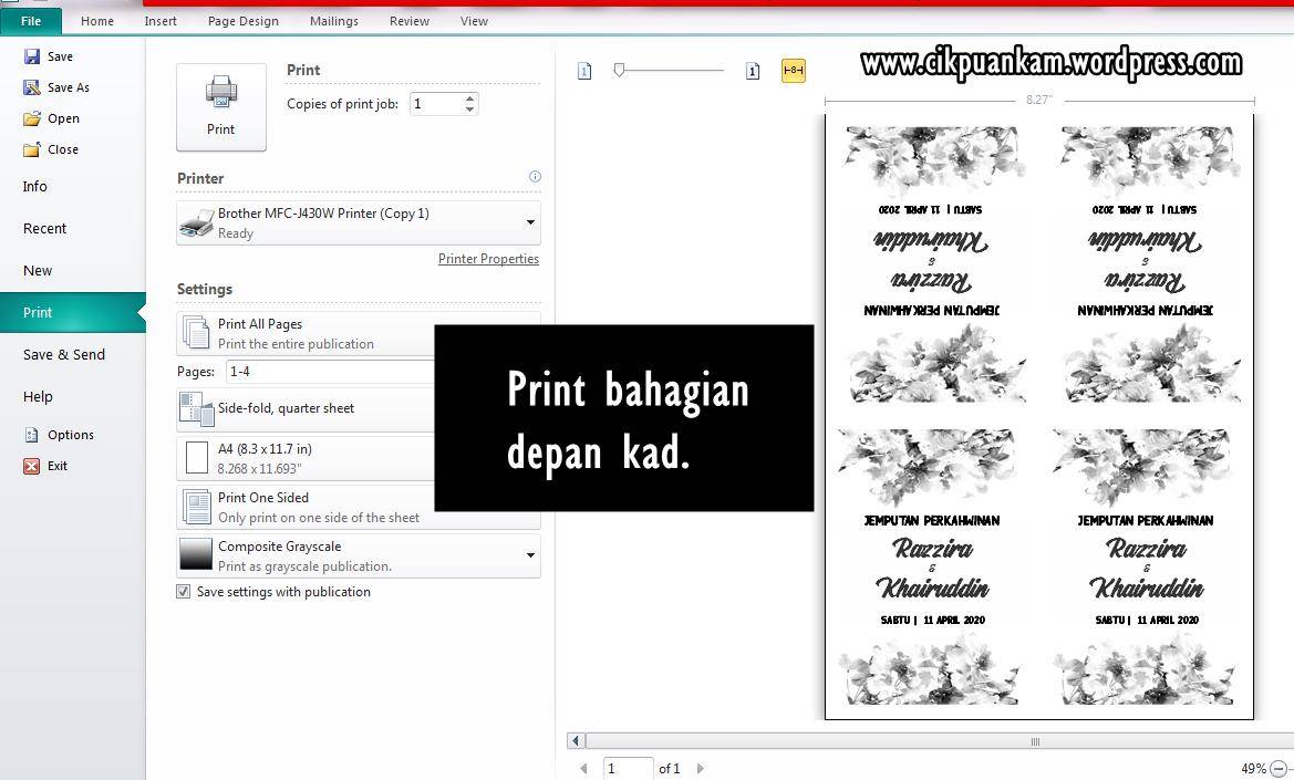 Tutorial DIY Kad Jemputan Kahwin Guna Printer Di Rumah Sahaja, Lebih Mudah &#038; Murah