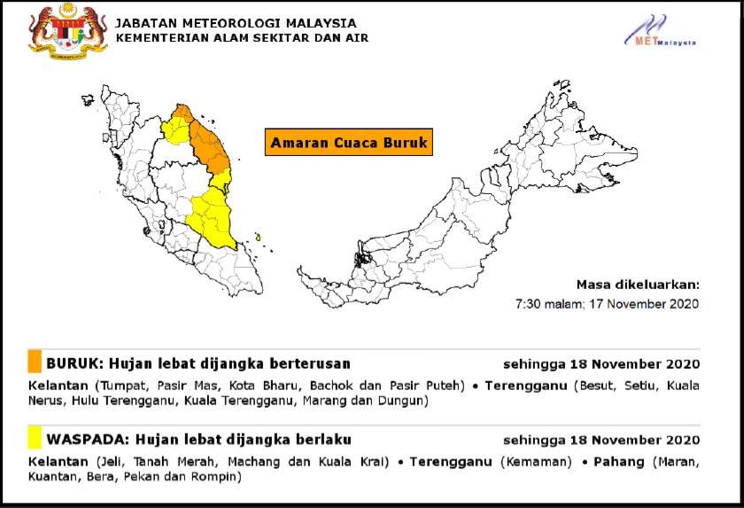 3 Negeri Berdepan Amaran Cuaca Buruk Oleh Jabatan Metreologi Malaysia, Take Care Semua!