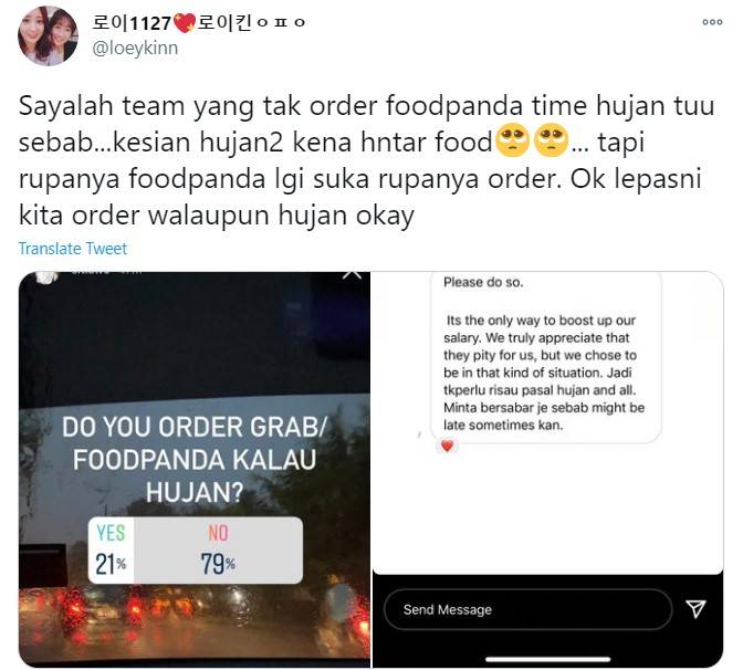 “Tak Perlu Risau Hujan, Order Je” Rider Makanan Minta Usah 'Kasihan' Dengan Mereka
