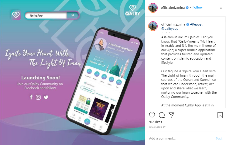 Mizz Nina Lancar Aplikasi Qalby App, Lengkap Dengan E-AlQuran &#038; Doa Harian