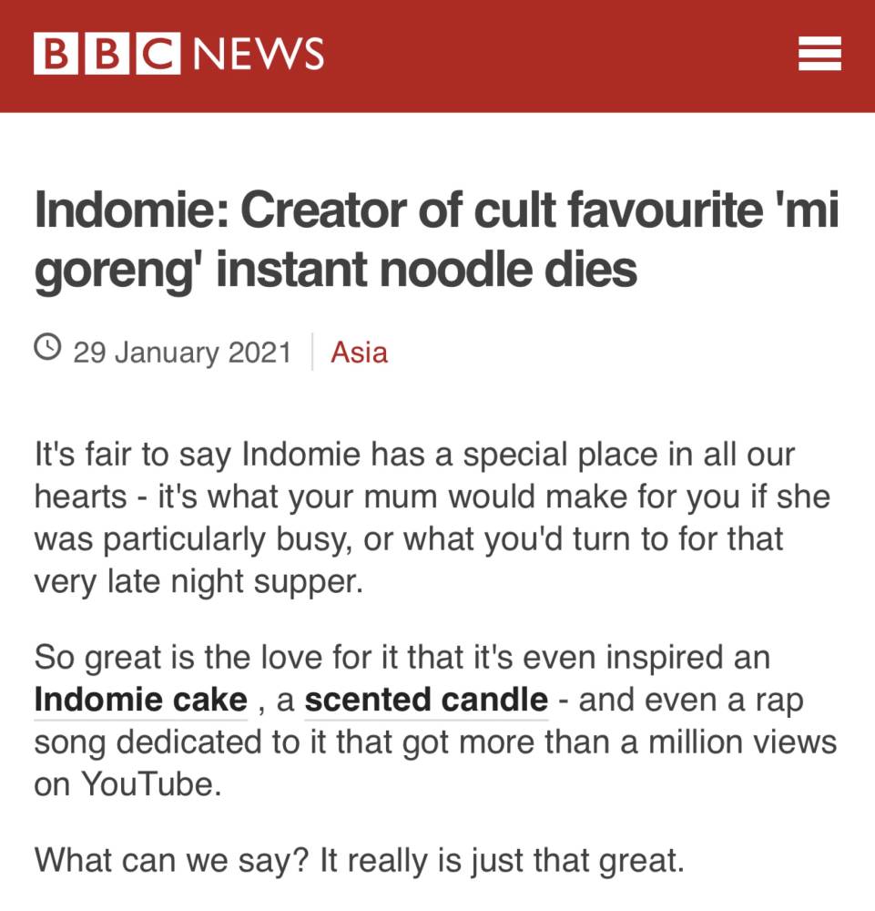 Media Antarabangsa Termasuk Hypebeast &#038; CNN Ucap Takziah Pemergian Pencipta Indomie