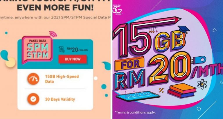 Khas Untuk Pelajar SPM & STPM, Celcom Dan U-Mobile Tawar Pelan Prabayar 15GB Hanya RM20