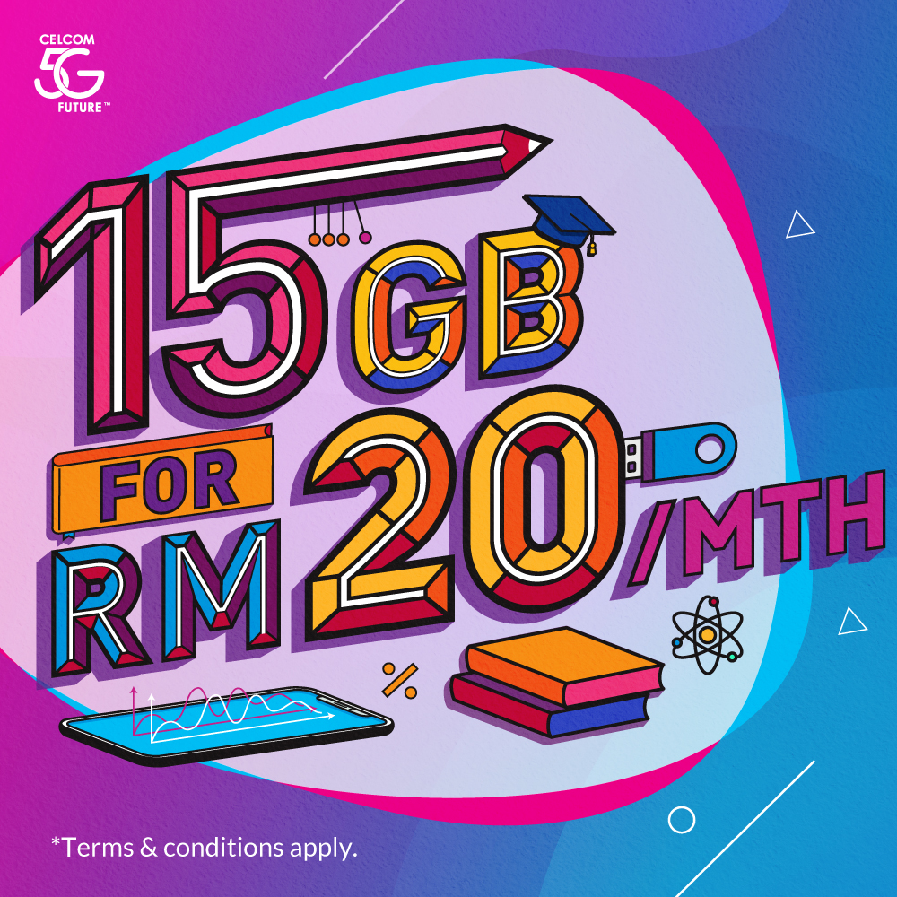 Khas Untuk Pelajar SPM &#038; STPM, Celcom Dan U-Mobile Tawar Pelan Prabayar 15GB Hanya RM20