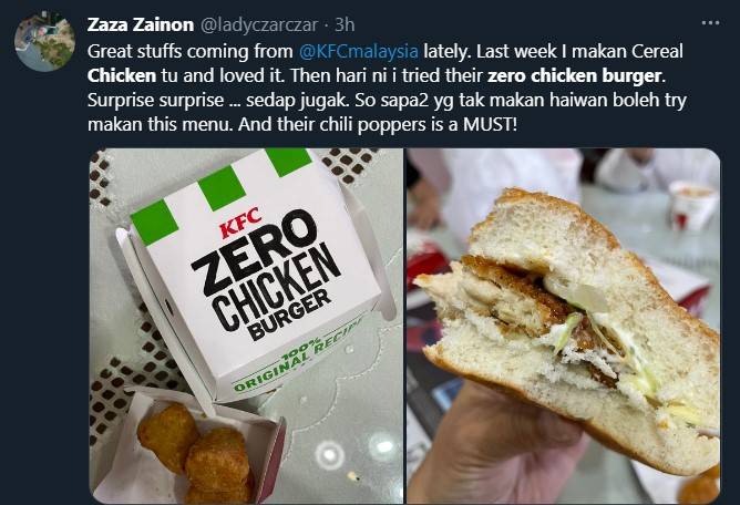 Burger &#8216;Zero Chicken&#8217; KFC Cetus Perdebatan : Ada Suka, Ada Tak Boleh Terima