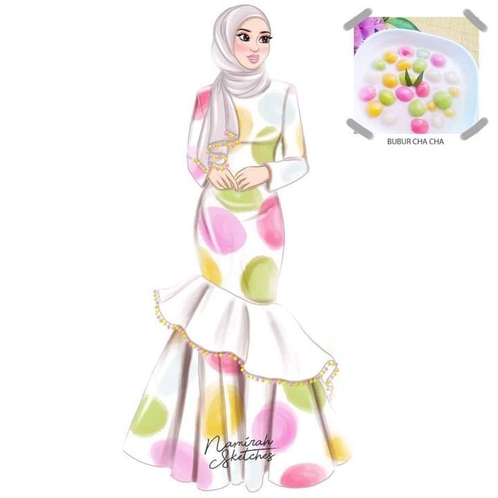 12 Idea Rekaan Baju Raya Inspirasi Daripada Juadah Makanan, Unik Tapi Menawan