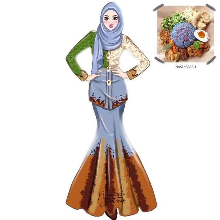 12 Idea Rekaan Baju Raya Inspirasi Daripada Juadah Makanan, Unik Tapi Menawan